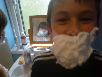 Abit young for shaving eh?!