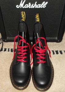 red shoe laces on doc martens